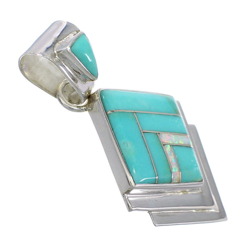 Opal And Turquoise Silver Southwestern Pendant YX77646